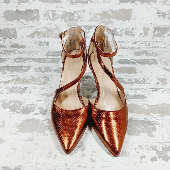 New 27 Edit Abilyn Naturalizer Brown Leather Ankle Strap Pointed Toe Pump B494 - Picture 3 of 15